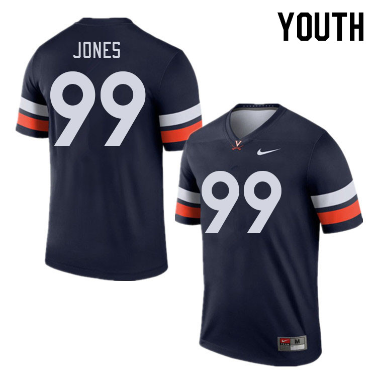 Youth #99 DJ Jones Virginia Cavaliers College Football Jerseys Stitched Sale-Navy - Click Image to Close